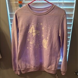 Lavender Butterfly Print Women's medium SHEIN Sweater